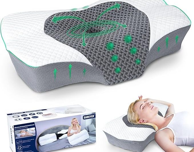 Descanso Perfecto: SAHEYER Almohada Cervical para Alivio del Dolor y Sueño Reparador